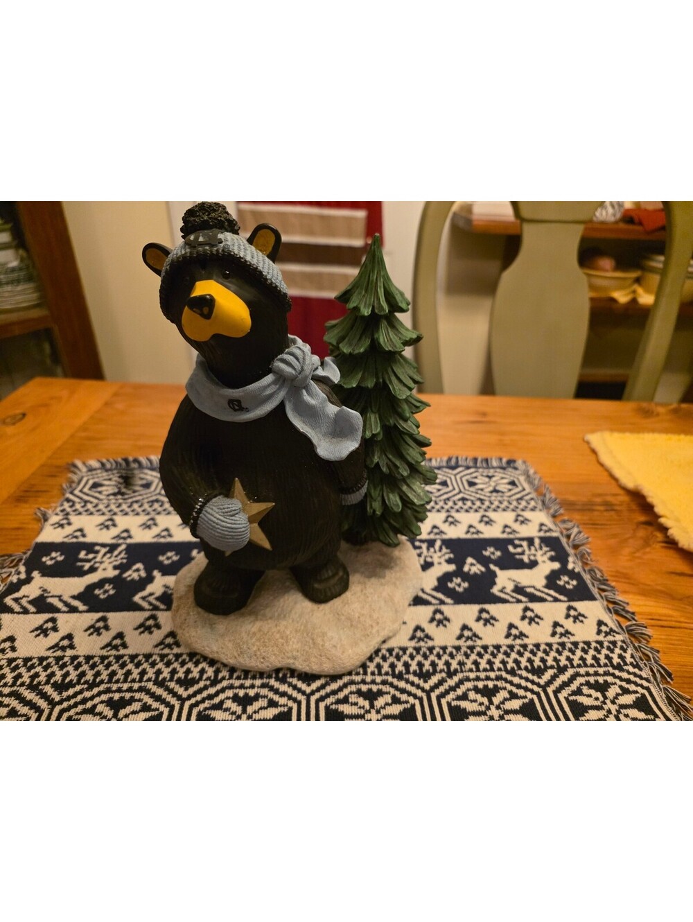Bearfoots Bear Figurine with Tree by Jeff Fleming, Big Sky Carvers, North CarolI